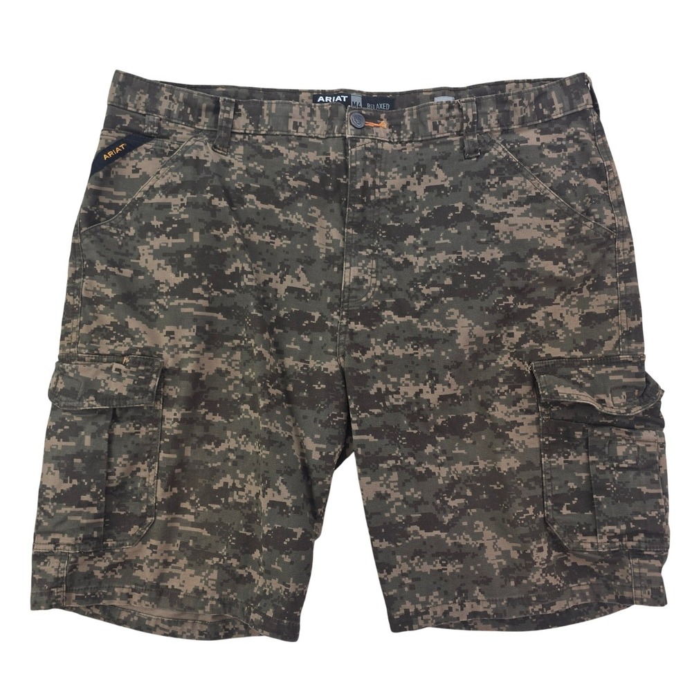 Ariat Rebar M4 Relaxed Cargo Shorts Mens 42 Digital Camo Tough Workwear Outdoor